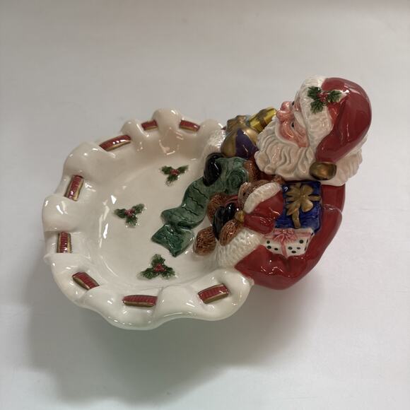 VINTAGE Fitz and Floyd Candy Dish Santa Toyland Christmas Holiday Decor - Picture 4 of 10